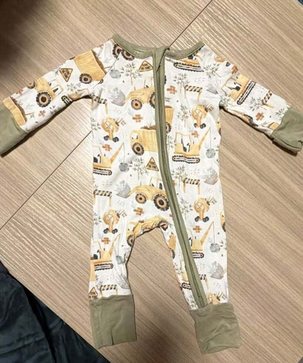Luminous Littles Construction Baby Zippy Romper 3M Bamboo Footless Sleeper